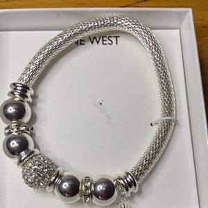 Nine West Silver Bracelet with Beaded Accents